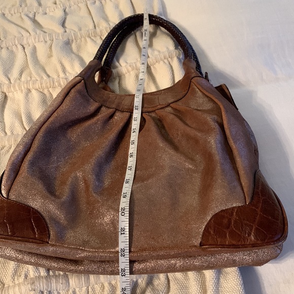 TANO anthropologie brown and Metallic vegan leather bag extra large - Picture 5 of 13